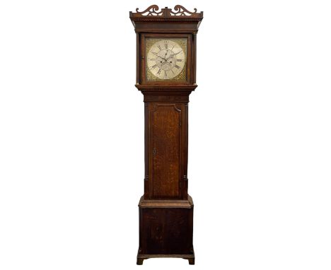 William Watson of  Blackburn (Lancs)  - late 18th century 8-day oak and mahogany cross banded longcase clock, with a flat top
