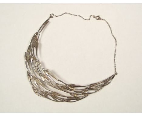 SCOTTISH SILVER. A Scottish silver flight of swallows necklace. Stamped Silver, Scotland &amp; DB for Hamish Dawson-Bowman. D