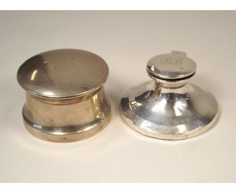 INKWELL ETC.
A capstan inkwell, Chester 1915 & a silver powder box with mirrored lid & original swansdown puff.