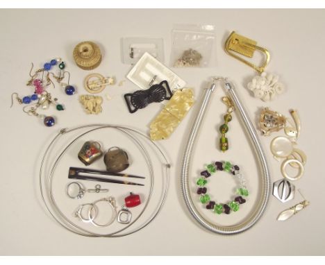 MISCELLANEOUS. Costume jewellery, buckles &amp; mother of pearl pieces etc.