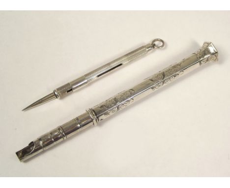 PENCIL ETC. A combination dip pen/pencil &amp; a modern silver toothpick.