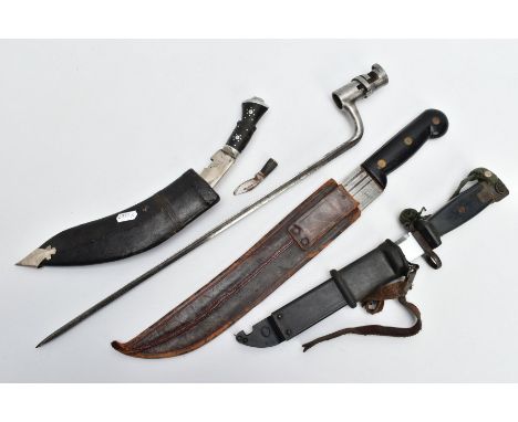 SELECTION OF MILITARY BAYONETS/KNIVES as follows, a Russian AK47 Bayonet and scabbard believed to be type 1. No markings evid