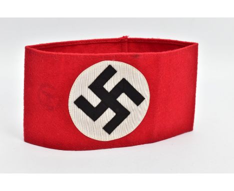 A THIRD REICH PERIOD SA(NSDAP) WOOLEN ARMBAND, complete and still retains the paper label from the RZM, and code number for c