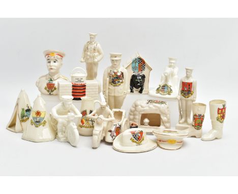 A COLLECTION OF WORLD WAR I CRESTED CHINA, manufactured by Arcadian, Carlton, Clays, Rialto, Corona and others, items include