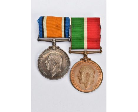 A MERCHANTILE MARINE WAR &amp; BRITISH WAR MEDAL PAIR, on a wearing bar, named John P Cain, approximately 133000 of the Marin