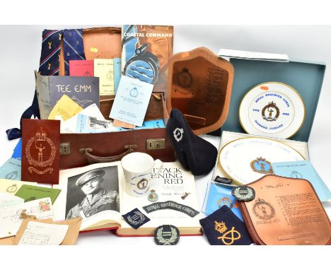A SMALL SUITCASE CONTAINING AN ARCHIVE OF ROYAL OBSERVER CORPS ITEMS, attributed to Obs R.FOLLOWS 9316, to include two wall p