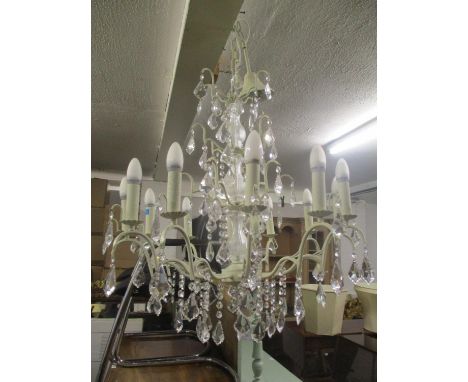 A modern crystal drop, twelve branch chandelier 