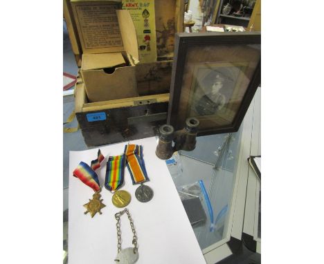 Militaria to include WW1 1914-15 star three medal campaign group ribbons and dog tag named to 63943 CPL C Feltham RE with a f