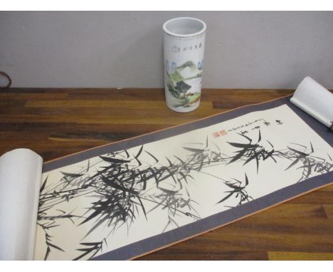 A 20th century Chinese vase and a scroll painting 