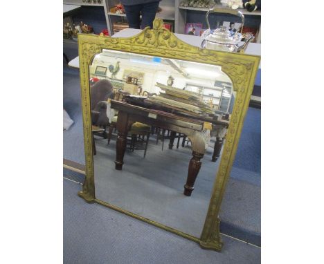A late 19th/early 20th century painted mirror having beaded edge and floral scroll decoration, 50 1/2"h x 43 3/4"w 