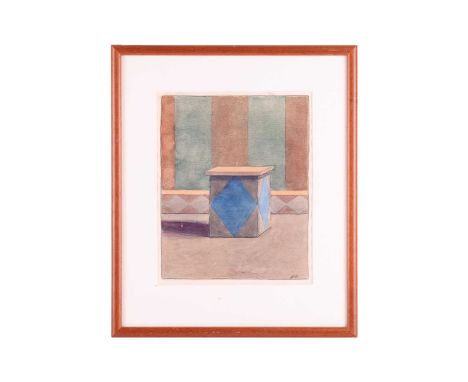 Gordon Cook (American 1927-1985), Box in a Circus Ring, initials G.C. (lower right), pencil and watercolour on paper, 25.5 x 