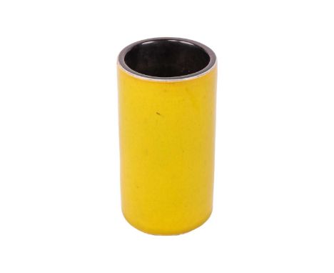 Georges Jouve (1910-1964), a yellow glaze sleeve vase, signed to base, 10.5 cm high.No chips or cracks. Crazing visible on cl