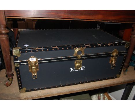 A trunk with brass fittings.