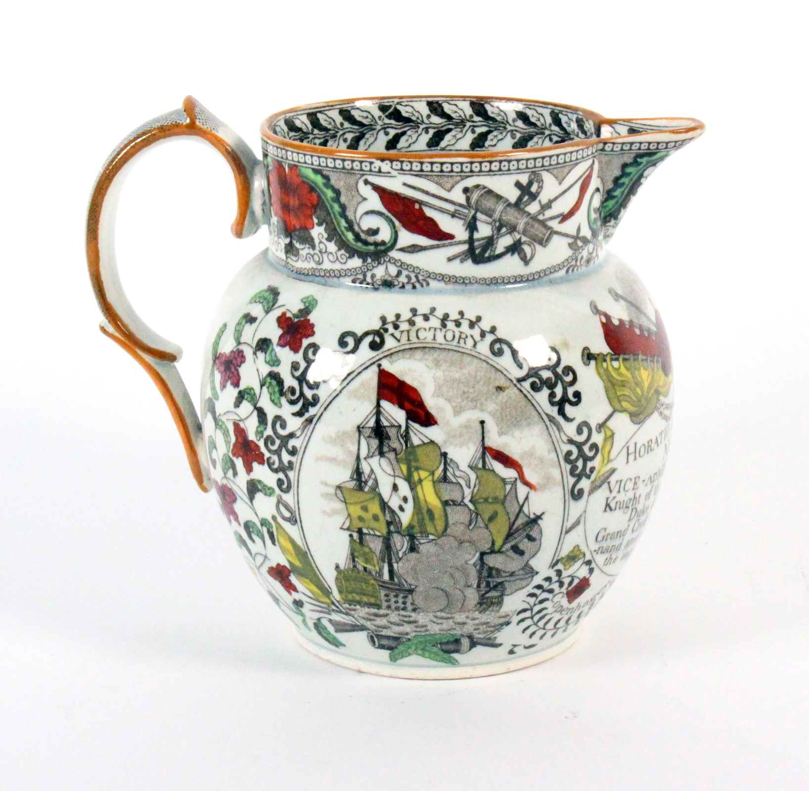 An English pottery jug, commemorating Lord Nelson, early 19th century