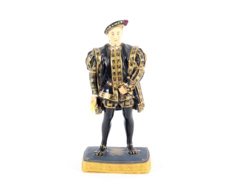 A Royal Worcester figure “Edward VI After Holbein” No. 2643, puce mark, lacks sword, 21cm