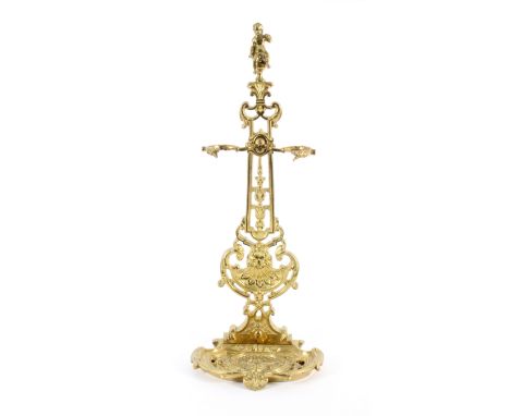 A reproduction gilt brass stick stand, 74cm high