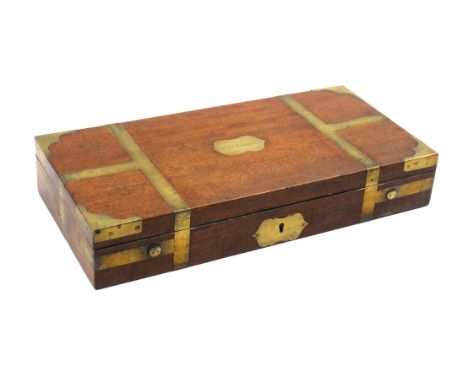 A 19th Century brass bound mahogany surgeons case and tools, by Weiss, the rectangular box with brass bandings and corners, l