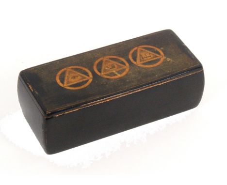 Of Masonic Interest – A Scottish early 19th Century Masonic snuff box of rectangular form, full length hinge, black ground th