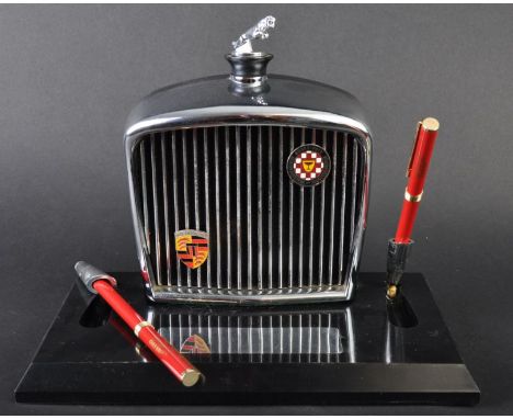 Jaguar - an original vintage 1960s Royal London made Jaguar promotional desktop radiator pen set. Comprising of a central min