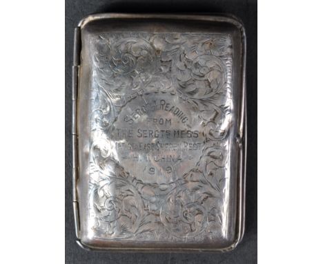 Of WWI First World War Interest - a 1919 hallmarked silver presentation cigarette case, engraved to the front ' Sergt A. Read