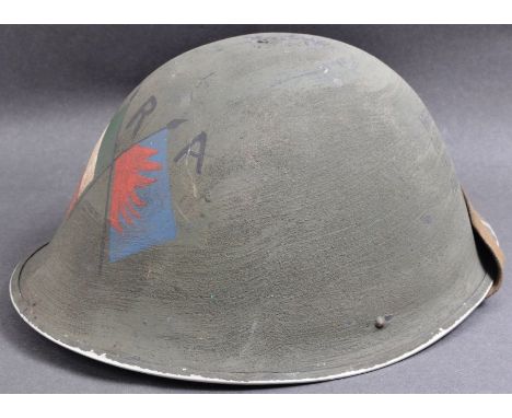 Northern Ireland / Irish Republic Army interest - an original 20th Century British Army turtle helmet painted with later IRA 