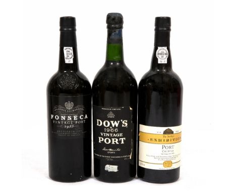 A BOTTLE OF DOW'S 1966 VINTAGE PORT level just above shoulder together with a bottle of The Society's Exhibition Port 1996 an