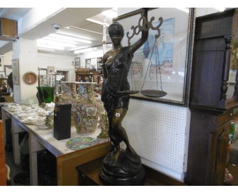 LARGE BRONZE LADY FIGURE WITH SCALES