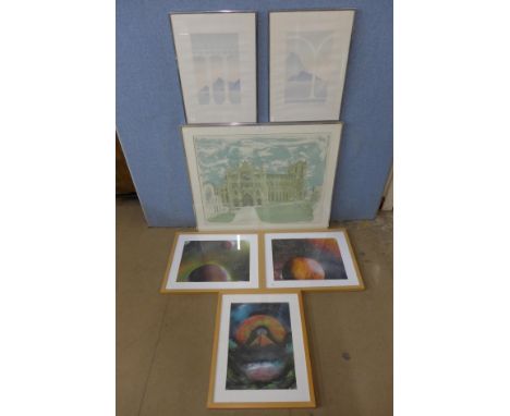 Colin Spencer, Westminster Abbey, lithograph and five others 