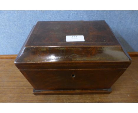 A George III mahogany sarcophagus tea caddy 
