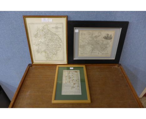 A 1736 Emanuel Bowen &amp; John Owen Britannia Depicta map, road running through Worcestershire, Warwickshire and Leicestersh