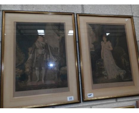 A pair of framed and glazed portrait engravings of Napelon Le Grand and Marie Louise, Archduchess of Austria.