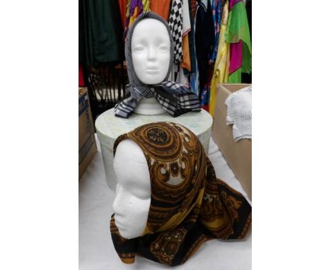 A quantity of vintage silk and other scarves, approximately 21 in total (heads not included).