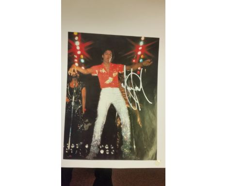 POP MUSIC, signed colour magazine photo by Michael Jackson, full-length performing on stage, EX