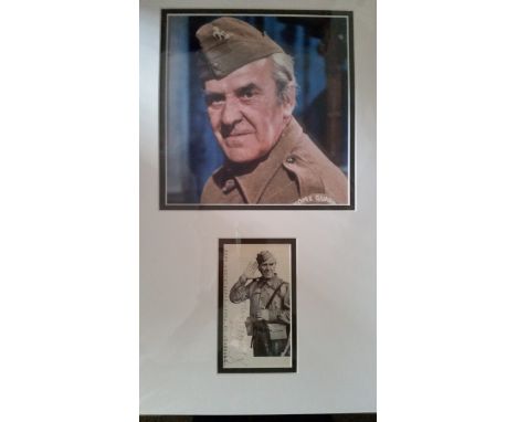 TELEVISION, Dad's Army, signed magazine photo by John le Mesurier, overmounted beneath colour photo, h/s in character as Arth