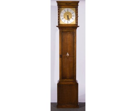 Western German oak longcase clock, the movement striking on a gong.