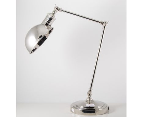 An anglepoise desk lamp, polished nickel on brass.