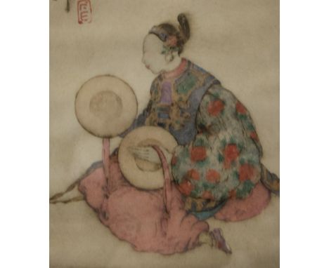Elyse Lord, "Cymbals", signed, etching with aquatint, 24 x 19cms