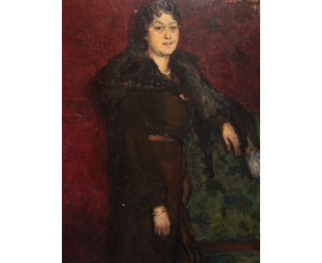 Olga Koch, 1937, portrait, oil on board, 37.5 x 31cms.