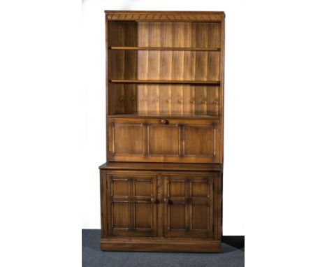 An Ercol blonde beech book cabinet with open shelves, 98 x 50 x 195cms.