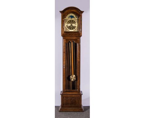 Modern German oak longcase clock.