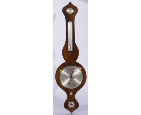 Victorian walnut banjo barometer, 95cm (a.f).