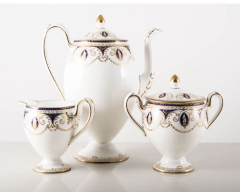 Wedgwood coffee set for six, including pot, cans, saucers, milk jug and sugar,