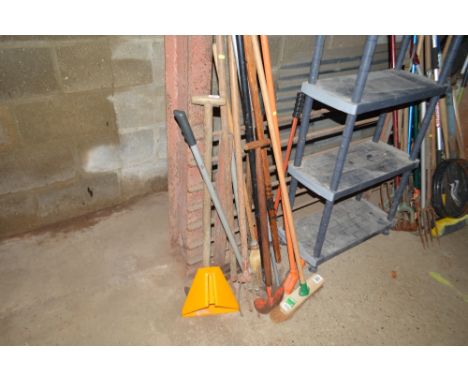 A quantity of long handled gardening tools