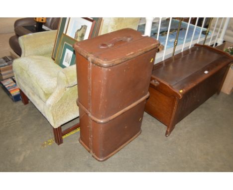 A wooden bound trunk