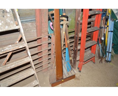 A quantity of long handled gardening tools etc