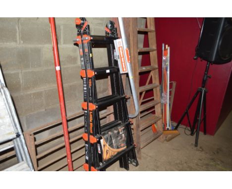 A heavy duty step ladder; and a wing span wall stand off 