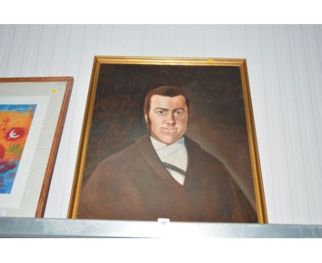 A gilt framed portrait study of Griff Rhys Jones in costume for theatre or TV set