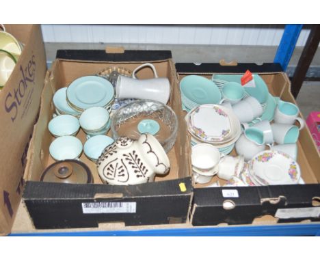Two boxes of various tea and coffeeware to include Poole