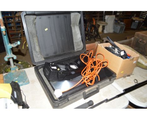 An overhead projector in fitted case 