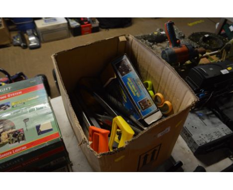A box of various hand tools 